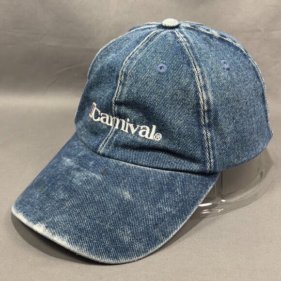 Carnival Cruise Line Strapback Hat Cap Blue Denim Souvenir Distressed Dad Mens - Picture 6 of 14
